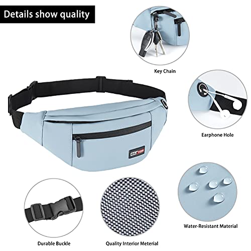Image of MAXTOP PU Leather Large Fanny Pack Belt Bag with 4-Zipper Pockets Gifts for Enjoy Sports Festival Workout Traveling Running Casual Hands-Free Wallets Waist Pack Crossbody Phone Bag Carrying All Phones