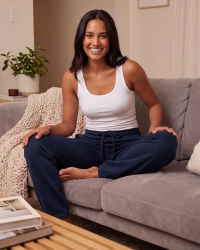 Image of Real Essentials 3 Pack: Women's Relaxed Fit Fleece Open Bottom Sweatpants - Casual Athleisure (Available in Plus)