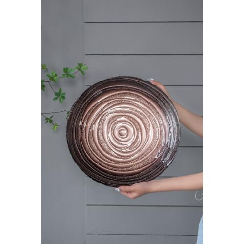 Plato base decorativo de vidrio espiral 15.5 pulgadas dorado y púrpura miniatura 4