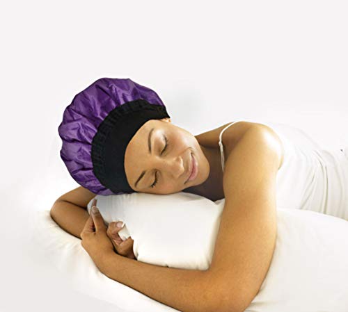 Cordless Deep Conditioning Heat Cap - Microwavable Heat Cap for Steaming, Heat Therapy for Hair, Thermal Spa Hair Steamer Gel Cap (Purple)