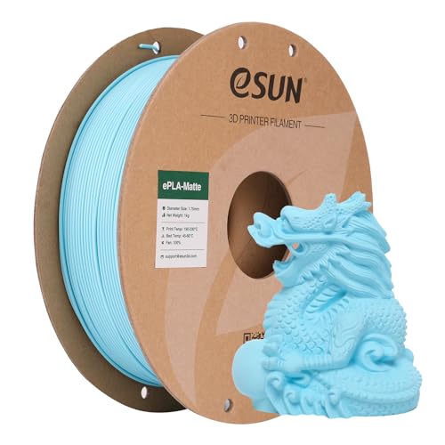 eSUN Aufgerüstet Matte PLA 3D Drucker Filament Matte PLA Filament 1.75mm Maßgenauigkeit +/- 0.05mm 1kg Spule (2.2 LBS) 3D Druck Filament für 3D Drucker Matte Hell Blau