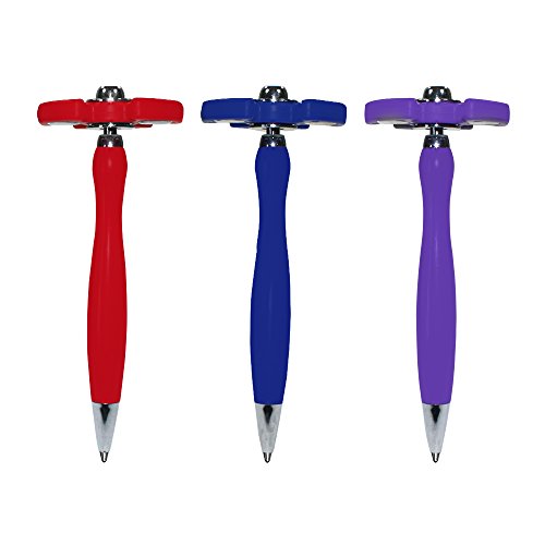 Halcyon Soft Touch Fidget Spinner Pen, Set of 3, Colors May Vary