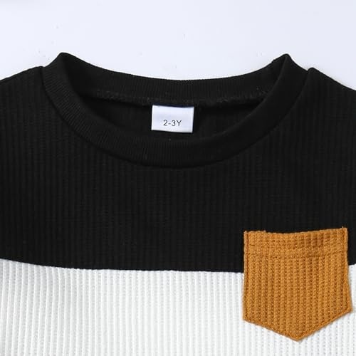 Image of Kid Toddler Boy Clothes Color Block Sweatshirt and Casual Pants 2Pcs Boys Fall Winter Outfits 1-5T