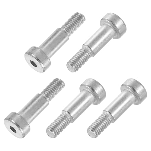 sourcing map 6Pcs 304 Stainless Steel Shoulder Bolt 6mm Shoulder Dia 12mm Shoulder Length M5 Thread Hex Socket Shoulder Bolts for Textile Hydraulic Injection Molding Machinery Industries