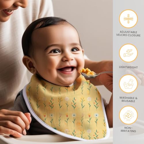 Image of TIDY SLEEP Muslin Pure Cotton 3 Layer Baby Bibs, Skin Friendly Ultra Soft Pure Cotton Baby Bibs Assorted Colour