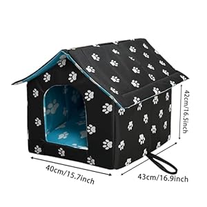 Soft Waterproof Dog House with Pad Pets Foldable Cool Cave Sleeping Bed for Dogs Cats Hamster Small Animal House All Weather Black