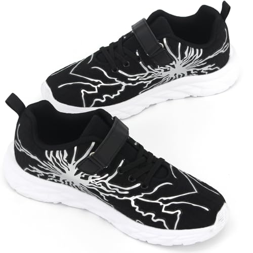 AMZHRLY Baskets Fille Léger Respirant Sneakers Sport Antidérapant Chaussures de Course pour Extérieur et Intérieur Noir 35EU