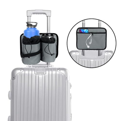 Image of Luggage Cup Sleeve Adjustable Divider for Bottles Carry on Case Fits Suitcase Handles Gifts for Flight Attendants Travelers Accessories Gray