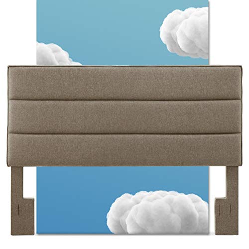 Serta Palisades Collection Upholstered Padded Headboard, Queen Size, Modern Tufted Design, Soft Linen-Textured Fabric, Gray