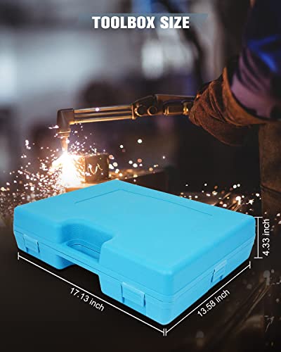 Cutting Welding Torch Kit, Oxygen Acetylene Torch Kit, Oxy Acetylene Torch Welder, Portable Oxy Brazing Kits, Professional Welder Tool Set with Two Hose, Regulator Gauges, Storage, Blue Case