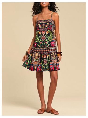 Image of Floerns Women's Sleeveless Cami Dress Floral Flounce Hem Summer Short Dresses