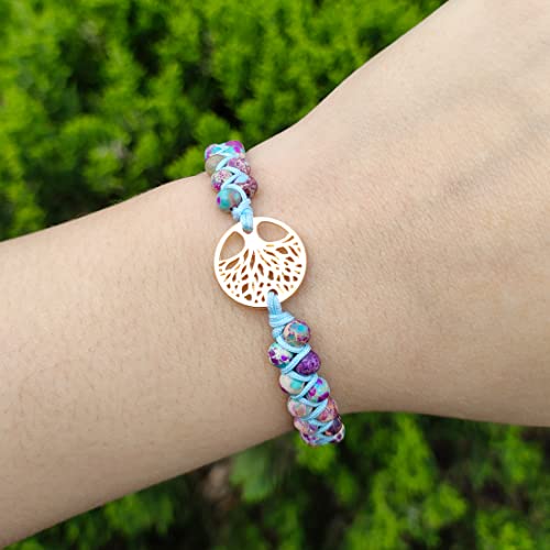 Image of YGLINE Boho Handmade Natural Stone Bead 3 Row Wide Wrap Wrist Statment Bracelet Jewelry Collection
