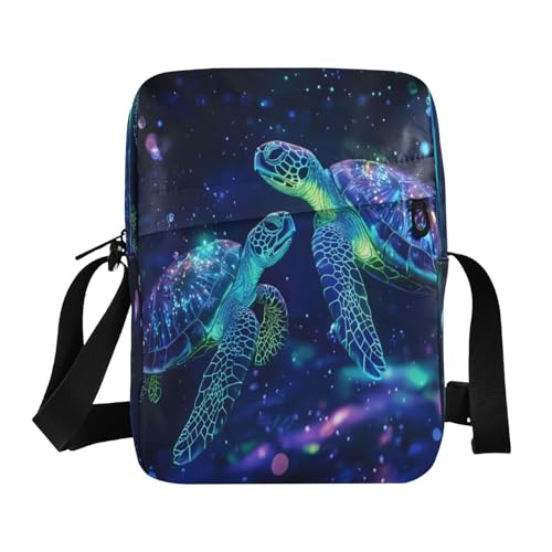 Crossbody Bag Galaxy Sea Turtles Messenger Bag for Women Men Purse Shoulder Bag Satchel Bag with Adjustable Strap 214B8958