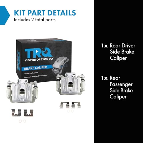 Image of TRQ Rear Driver and Passenger Side Brake Caliper Set Caliper Brackets Hardware Compatible with 2010-2012 Hyundai Santa Fe 2011-2013 Kia Sorento