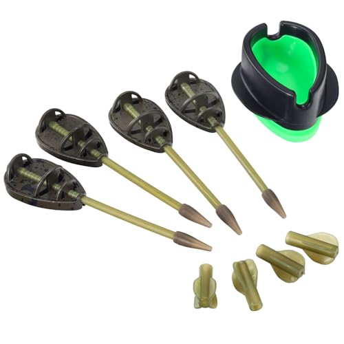 Sougayilang Inline Method Feeder Set – 30/40/50/60 g Poids multiples avec libération rapide, construction en tungstène et acier inoxydable – Convient pour la pêche à la carpe/bass/pêche à la ligne en