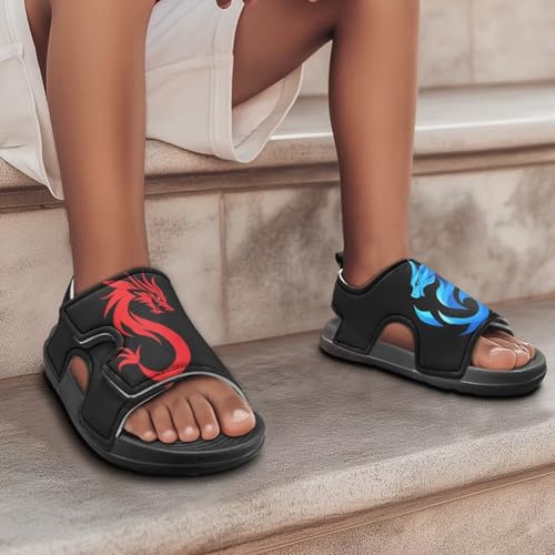 Dragon Kids Athletic Summer Sports Sandals Comfort Arch Support Open Toe Hiking Slide with Magic Sticker3