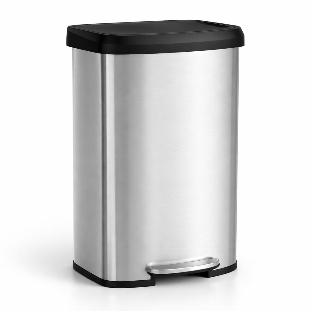 21 Gallon Kitchen Trash Can with Lid, Stainless Steel Step Garbage Can with Soft Close Lid and Foot Pedal, Large Capacity Waste Bin for Kitchen, Home, Office