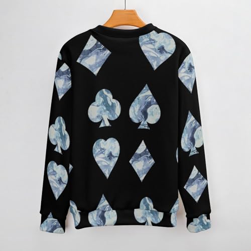 Poker Playing Card Marble Pattern Men's Crew Neck Sweater Knit Pullover Women Casual Long Sleeve Crewneck Loose Fit Top3