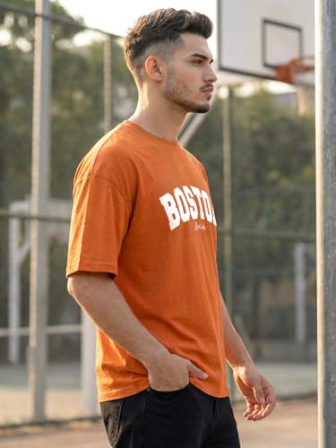 Image of LEOTUDE Men's Half Sleeve Round Neck Cottonblend Graphic Print Oversized Tshirt for Man
