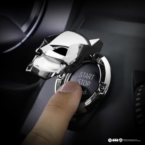 Image of Involve DC Batman Engine Start Push Button Cover - Silver| Universal Ignition Protective Cover | Anti-Scratch Decorative Ring | Official DC Licensed Merchandise | Batman car Accessories