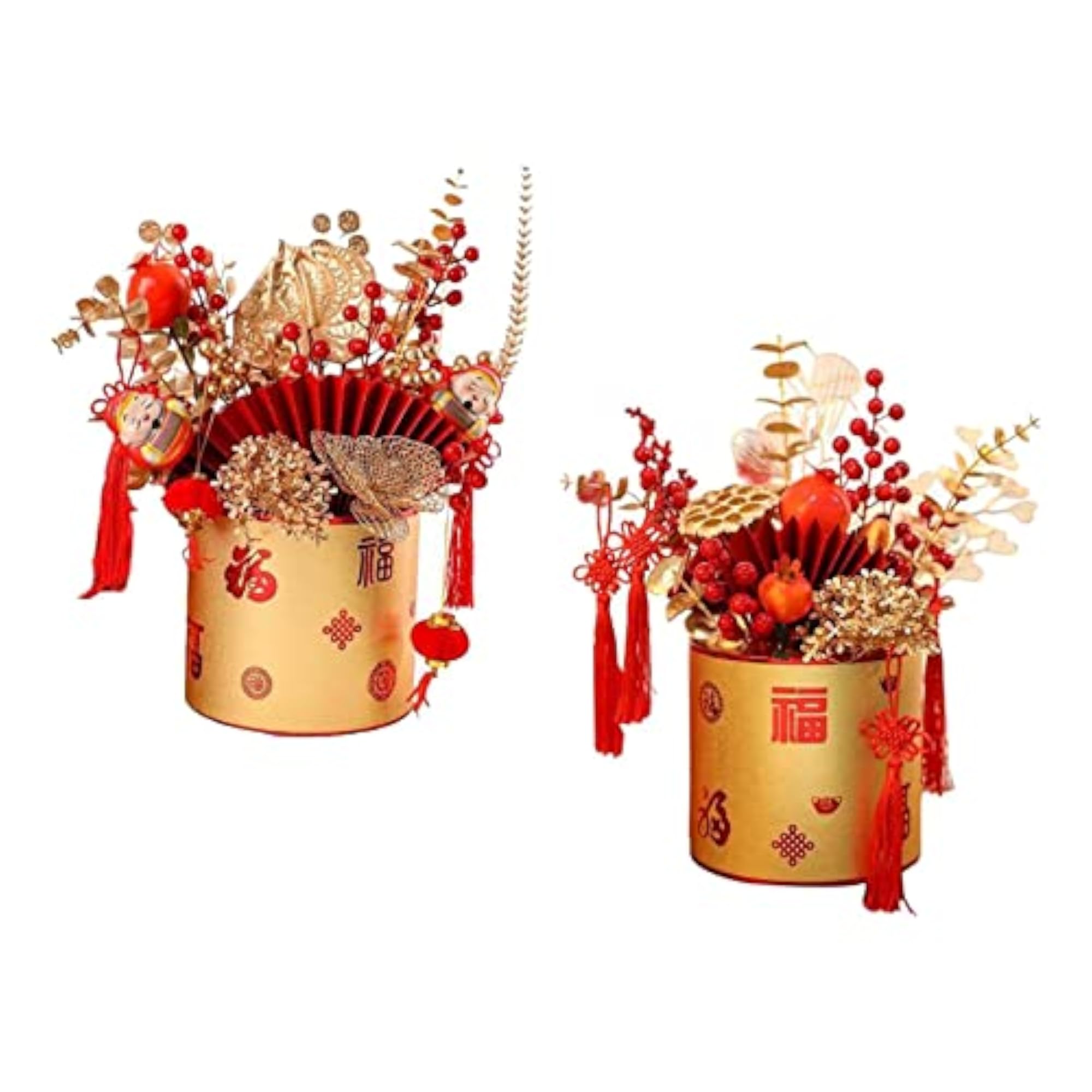 2X Simulation Red Berries Flowerpot Feng Shui Decoration