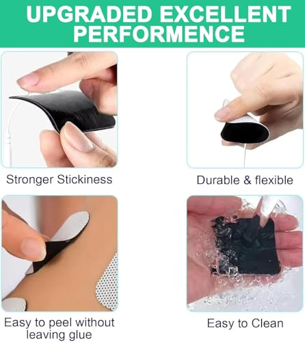 Image of 24Pcs TENS Unit Replacement Pads 2x2 - Self-Adhesive Reusable Electrodes Using 2mm Pin Connector, Latex-Free Compatible with TENS 7000, AUVON, Etekcity Devices for Lower Back, Arm, Leg and Pain Relief
