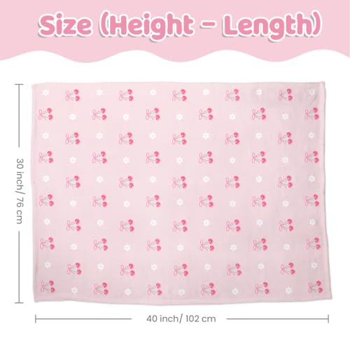 Image of SANDJEST Cherry Minky Blanket 30 x 40 Inches, Gift for Christmas Birthday