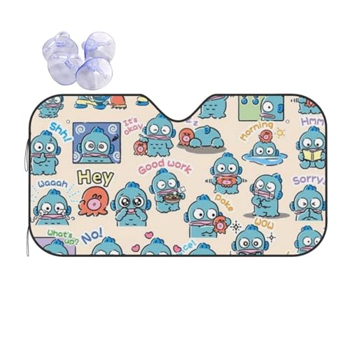 車用サンシェード ハンギョドン フロントサンシェード 日除け 軽自動車 吸盤 UVカット 車窓日よけ 紫外線カット 日焼け防止 簡単取り付け 車用品 130x70cm