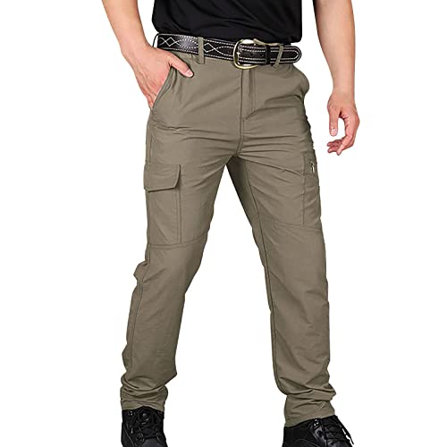 Short Pants Sets for Men Cargo Trousers for Men Gym Fitness Combat Pants Comfortable Quick Dry Hiking Trousers Big and Tall Casual Pants(Khaki,Small)