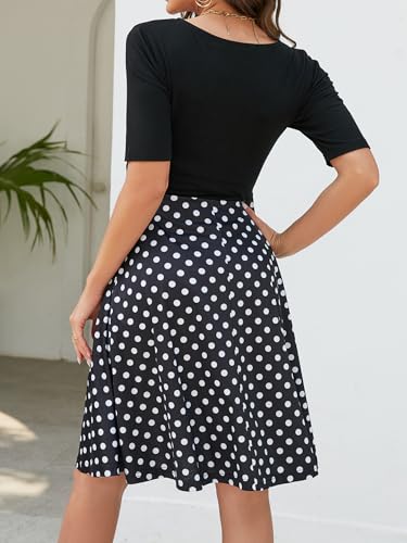 oxiuly Women's V-Neck Maternity Nursing Stretchy Casual Dresses Elegant Tea Dress OX2334