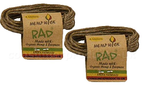 8 METER HEMP WICK (LIKE I-TAL OR RAW) HEMPWICK NATURAL BEESWAX LIGHTER SLEEVE 2 x4 METER M for SMOKING BBQ