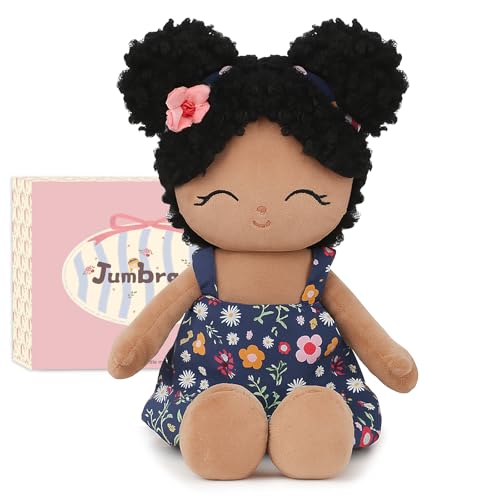 Jumbrace Soft Baby Doll Toys (16'') Baby Rag Doll for Girls Birthday Gift Girl Plush Toys Gift for Toddler Kids (Black)