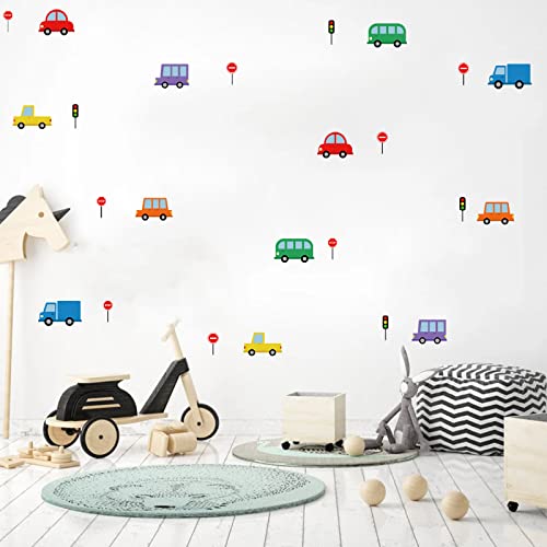 Cartoon Car Wall Sticker Vehicle Wall Decal Peel Removable Structure Decal Decor For Kids Boys Bedroom Nursery Classroom Living Room Decor #TOP7