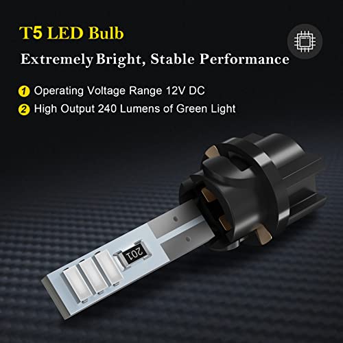 JWCARO Bombilla LED T5 Verde 37 LEDs Kit 10 Unidades miniatura 3