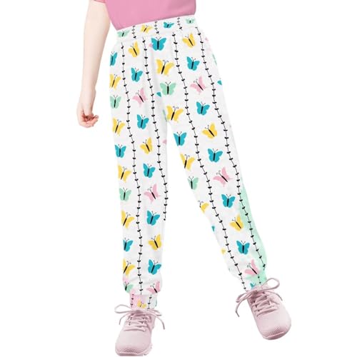 AmzPrint Butterfly Sweatpants for Girls Black Long Casual Fall Trendy Athletic Travel Lounge Trousers Pants with Pockets3
