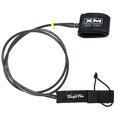 Image of Regular 7ft Surfboard Leash with Tangle Free Upgrade, Cord Thickness (.270in), Key Pocket, Unbreakable Swivels, Detachable Railsaver, Made in USA