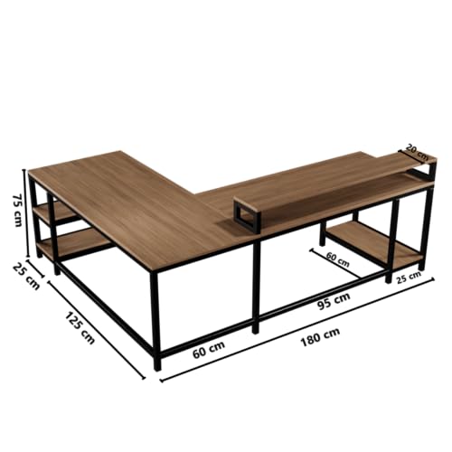 Image of Riyan Luxiwood Archice Study Table, L - Shape Office, Living Room, Gaming Table, Work from Home, Computer and Laptop Tables (Color - Beige, Size - Large)