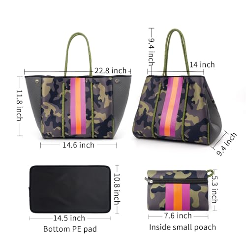 IBEE Neoprene Tote Bag for Women - Large Handbag, Beach and Pool Tote, Foldable3