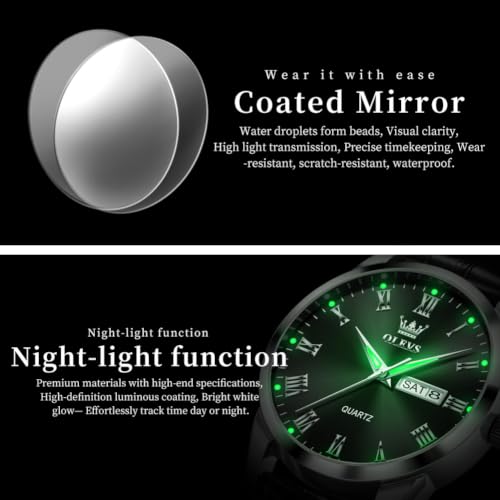 Image of OLEVS Men Watches Leather Band Casual Easy Read Date Analog Quartz