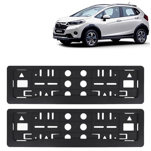 Image of KINGSWAY WRV Car Number Plate Frames for All 2017 to 2019 Models of Honda Car Registration Plate Holders, Black Licence Plate Covers (Front and Rear), Universal Size 51.5 x 14.5 cm