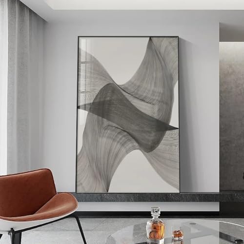 Toile abstraite noir et blanc grand format pour cadre de salon