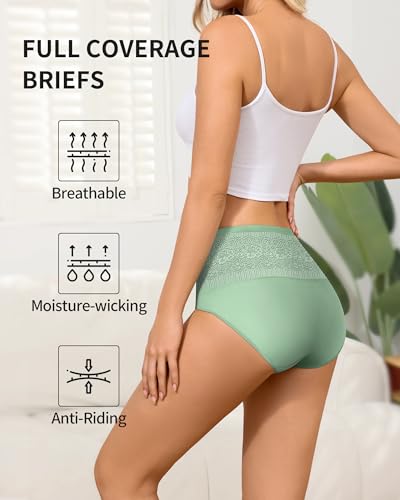 Cotton Underwear for Women High Waisted Stretch Briefs Ladies Full Coverage Postpartum Panties 4 Pack Multicolor L - image 4