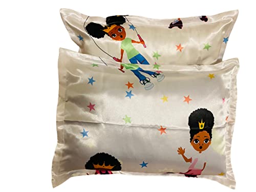Image of Satin Crib Fitted Sheet for Baby Girls,Boys, Toddler Bed, daybed to retain Hair Moisture Size (Toddler Pillow case13 x 18 inches, Skater Princess)