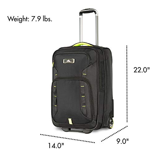 High Sierra AT8 Wheeled Carry-On with Pack-N-Go Backpack, Black/Zest