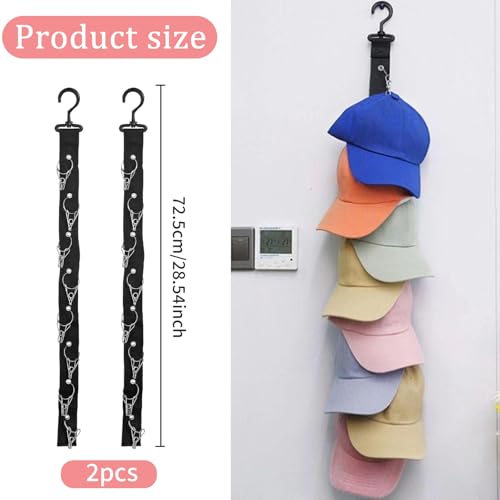 LBJFYHJN 2 Stück Cap halterung wand Hängend, Ständer für Baseballkappen，Mützen aufbewahrung, Keine Montage erforderlich Kappenhalter, enthält 16 Metallklammern, tragbar und vielseitig