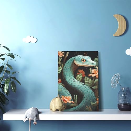 Toile serpent et fleur impression HD - Tableau suspendu de qualité supérieure