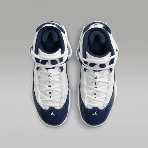 Jordan 6 Rings Big Kids' Shoes (323419-124, White/Neutral Grey/Midnight Navy)4