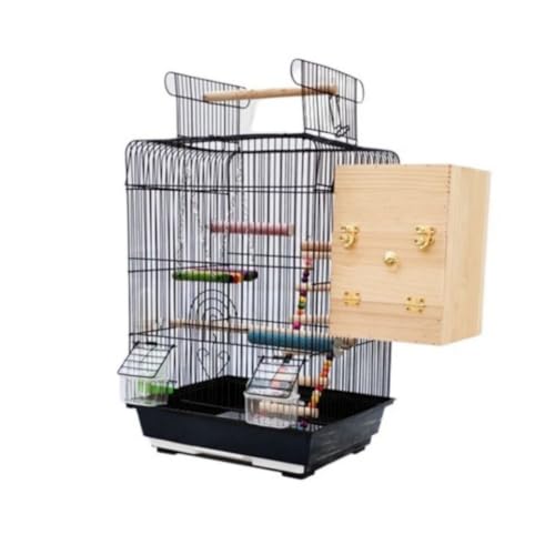 【Dlwk】 鳥かご 組み立て式 中型 複数給餌器 天窓付き 餌引き出しトレイ ハンドル付き ブラウン おもちゃ付き オウム用ケージ 秋向け ZA