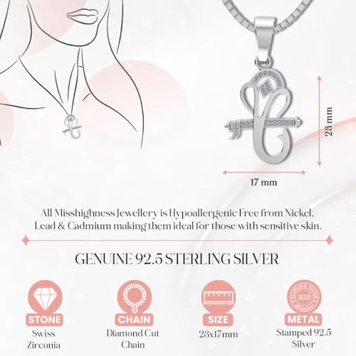 Image of Miss Highness 925 Sterling Pure Silver Pendant for Men & Women, Religious Pendants, Without Chain, Silver Jewellery with Authenticity Certificate, Birthday, Anniversary, Gift for Husband and Boyfriend