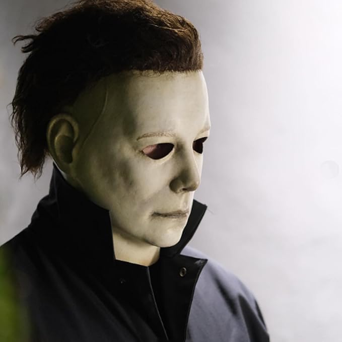 Máscara de Halloween, máscara de látex blanca y negra, talla completa miniatura 6